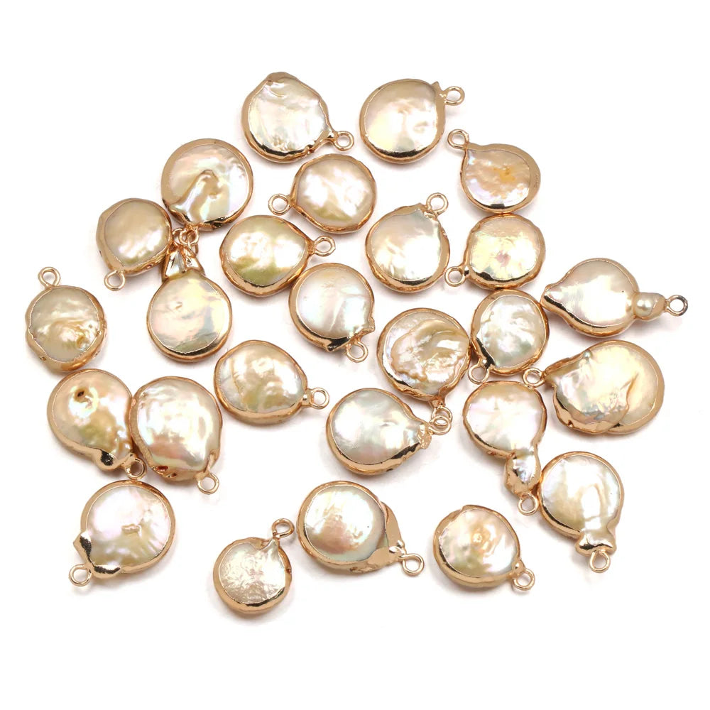 Round Freshwater Pearl Connector Pendant – 13x18mm DIY Jewellery Charm