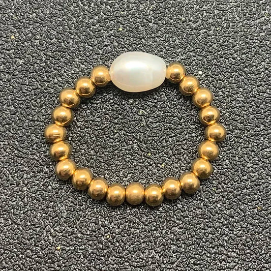 Serenya Freshwater Pearl Bridal Ring Set – Trendy Zinc Alloy Design for Women