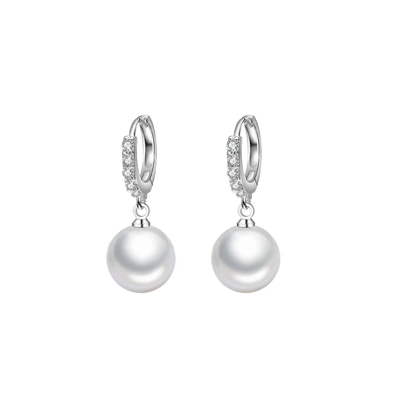 Eveline - Sterling Silver Freshwater Pearl & Zircon Drop Earrings – 3g