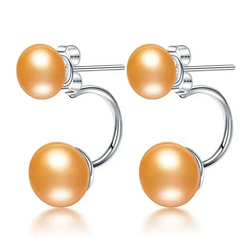 Serene Cross - Tibetan Silver Freshwater Pearl Stud Earrings – AAAA Semi-Round