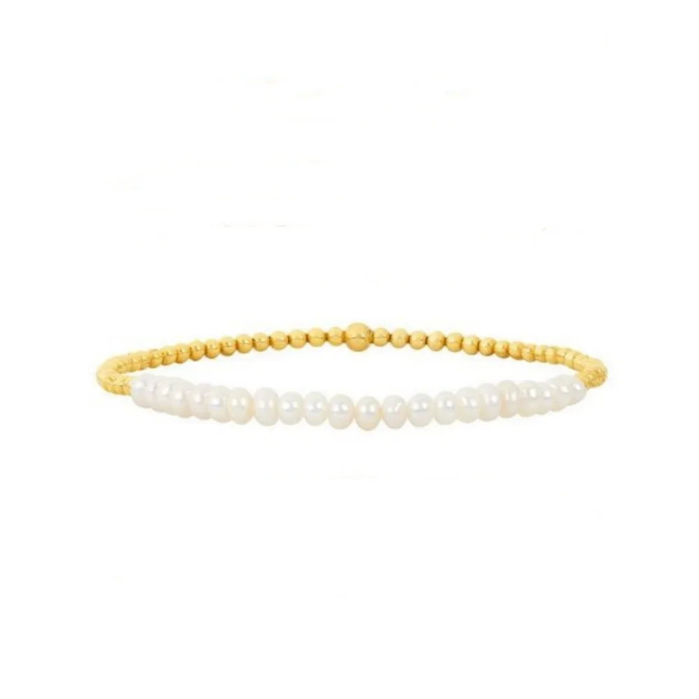Aureline Round - Freshwater Pearl Beaded Bracelet – Handmade Adjustable Strand