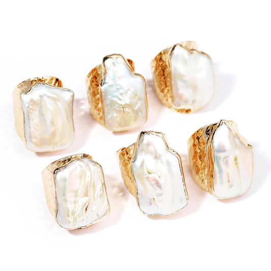 Aureline Freshwater Pearl Ring – Gold-Plated Copper with 925 Silver Finish (Bezel Setting)