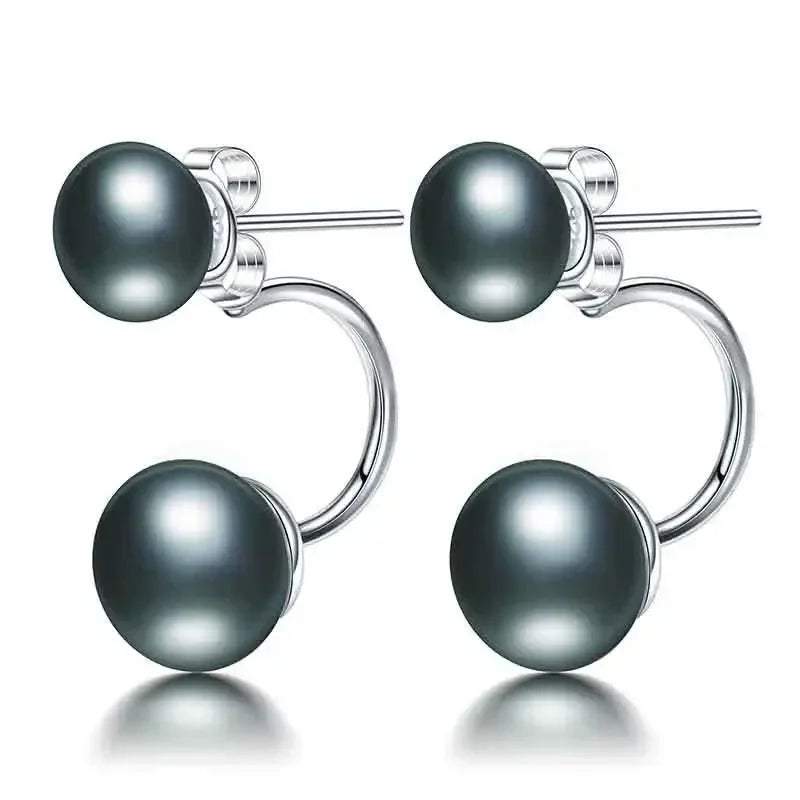 Serene Cross - Tibetan Silver Freshwater Pearl Stud Earrings – AAAA Semi-Round