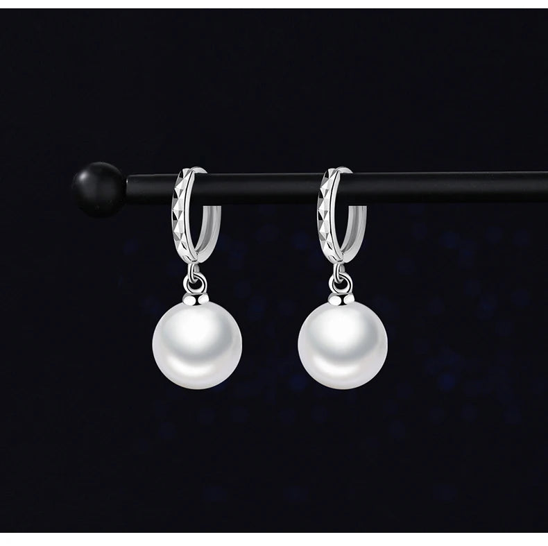 Eveline - Sterling Silver Freshwater Pearl & Zircon Drop Earrings – 3g