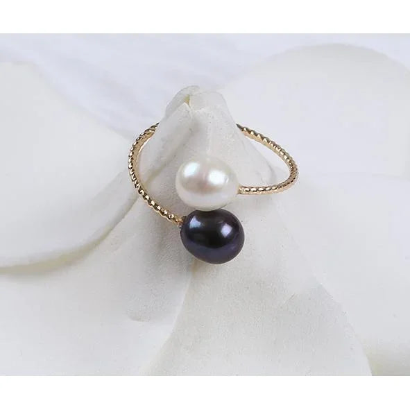 Aureline Gold-Plated Freshwater Pearl Ring – 18K Copper Band with 6–7mm Pearl