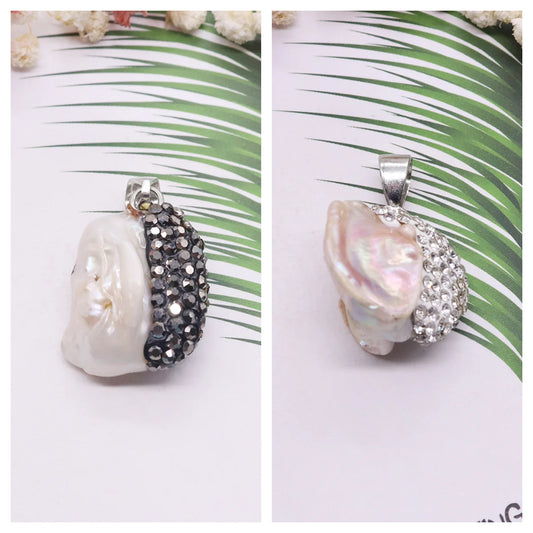 Radiantiante - Baroque Pearl & Rhinestone Pendant – DIY Charm for Necklaces & Accessories