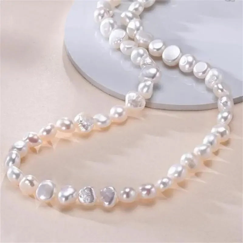 Arwen Baroque Freshwater Pearl Choker – Adjustable White Necklace (5–9mm)