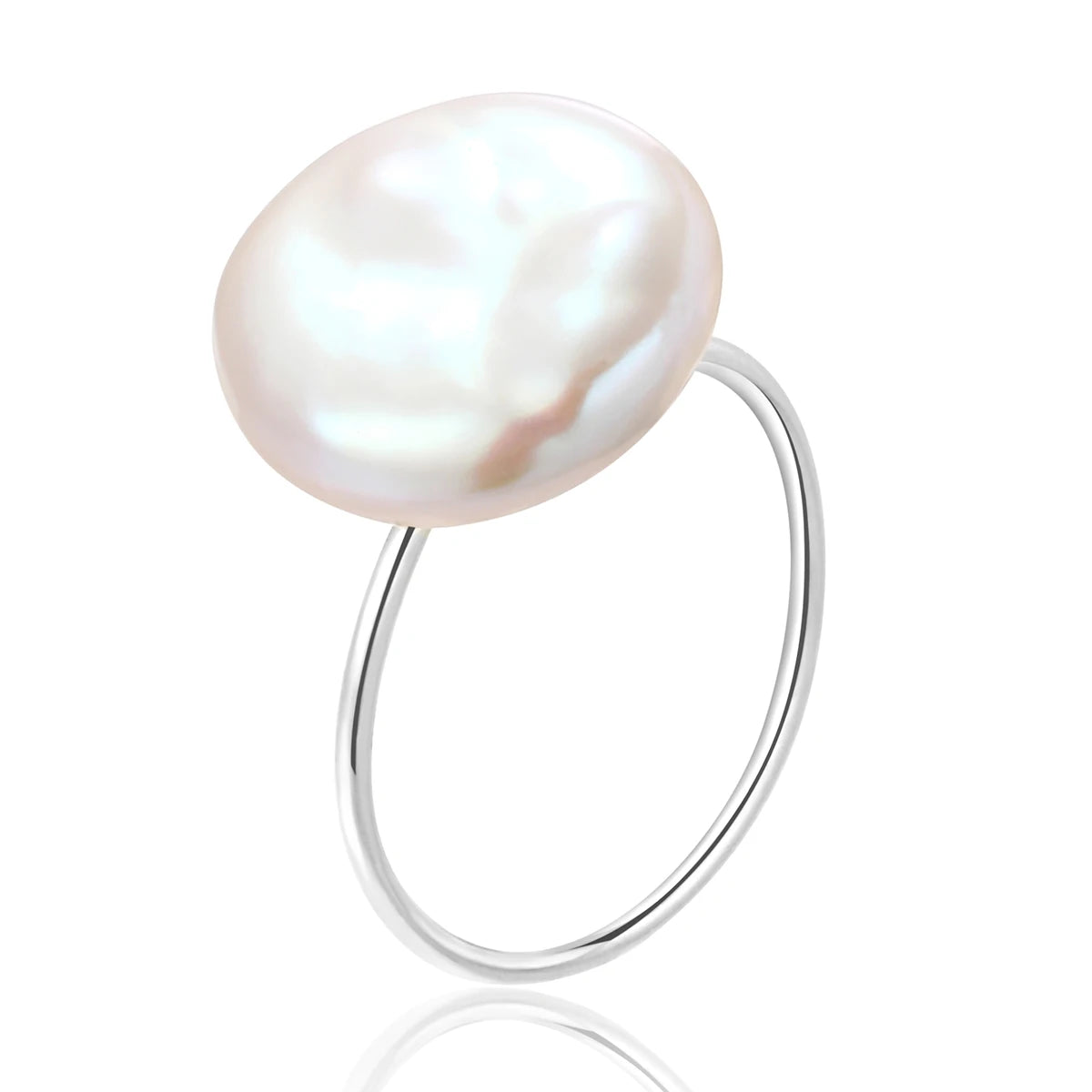 Marisella Pearl Solitaire Ring – 12–13mm Freshwater Button Pearl in 925 Sterling Silver