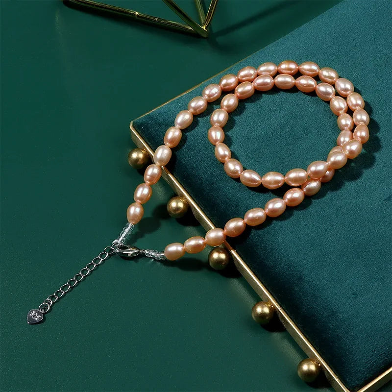 Seraphine Rice Freshwater Pearl Choker – Vintage Water Drop Necklace (6–7mm)