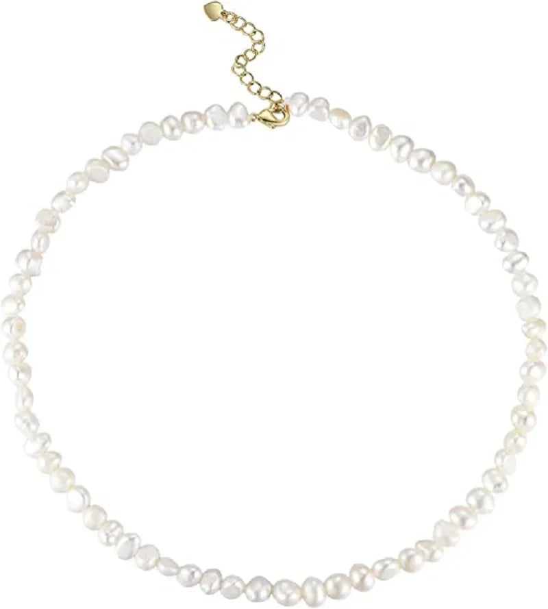 Arwen Baroque Freshwater Pearl Choker – Adjustable White Necklace (5–9mm)