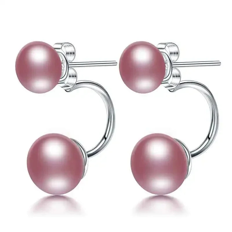 Serene Cross - Tibetan Silver Freshwater Pearl Stud Earrings – AAAA Semi-Round
