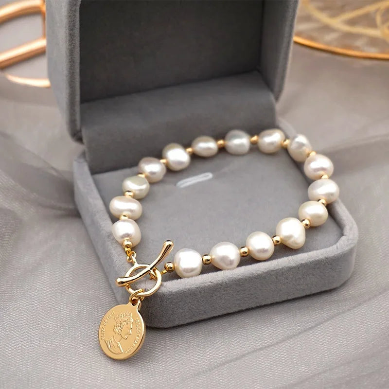 Thalassa Charm - 14K Gold Filled Baroque Freshwater Pearl Bracelet – 7–8mm Water Drop