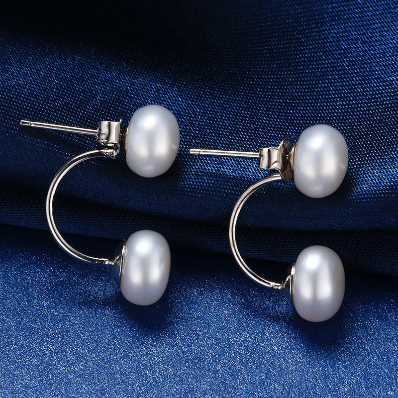 Serene Cross - Tibetan Silver Freshwater Pearl Stud Earrings – AAAA Semi-Round