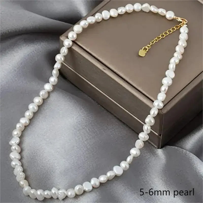 Arwen Baroque Freshwater Pearl Choker – Adjustable White Necklace (5–9mm)