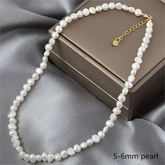 Arwen Baroque Freshwater Pearl Choker – Adjustable White Necklace (5–9mm)