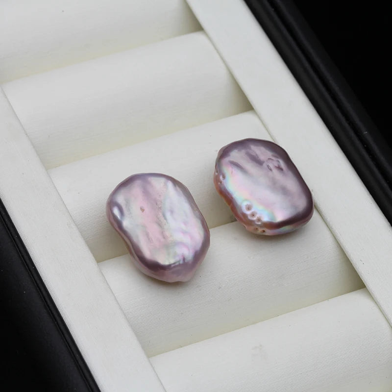 Celeste Baroque - Sterling Silver Freshwater Pearl Stud Earrings – White & Purple
