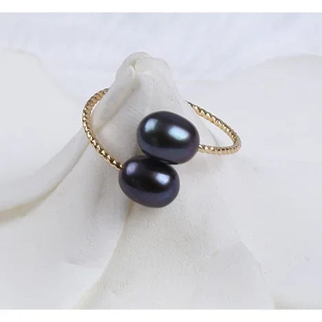 Aureline Gold-Plated Freshwater Pearl Ring – 18K Copper Band with 6–7mm Pearl