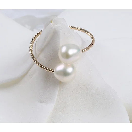 Aureline Gold-Plated Freshwater Pearl Ring – 18K Copper Band with 6–7mm Pearl